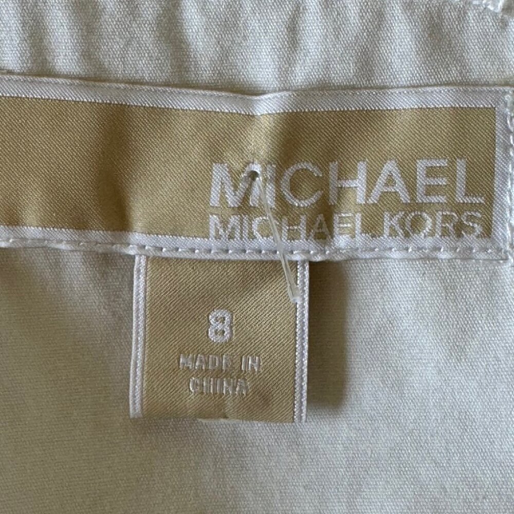 NWOT MICHAEL Michael Kors White & Tan Floral Lace Sheath Dress Size 8  * - Picture 6 of 8
